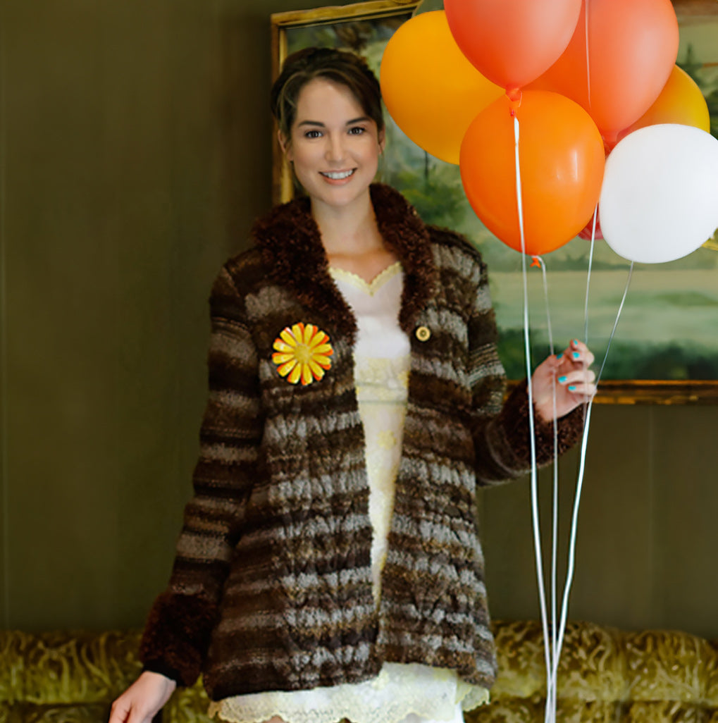 fur collar cardigan