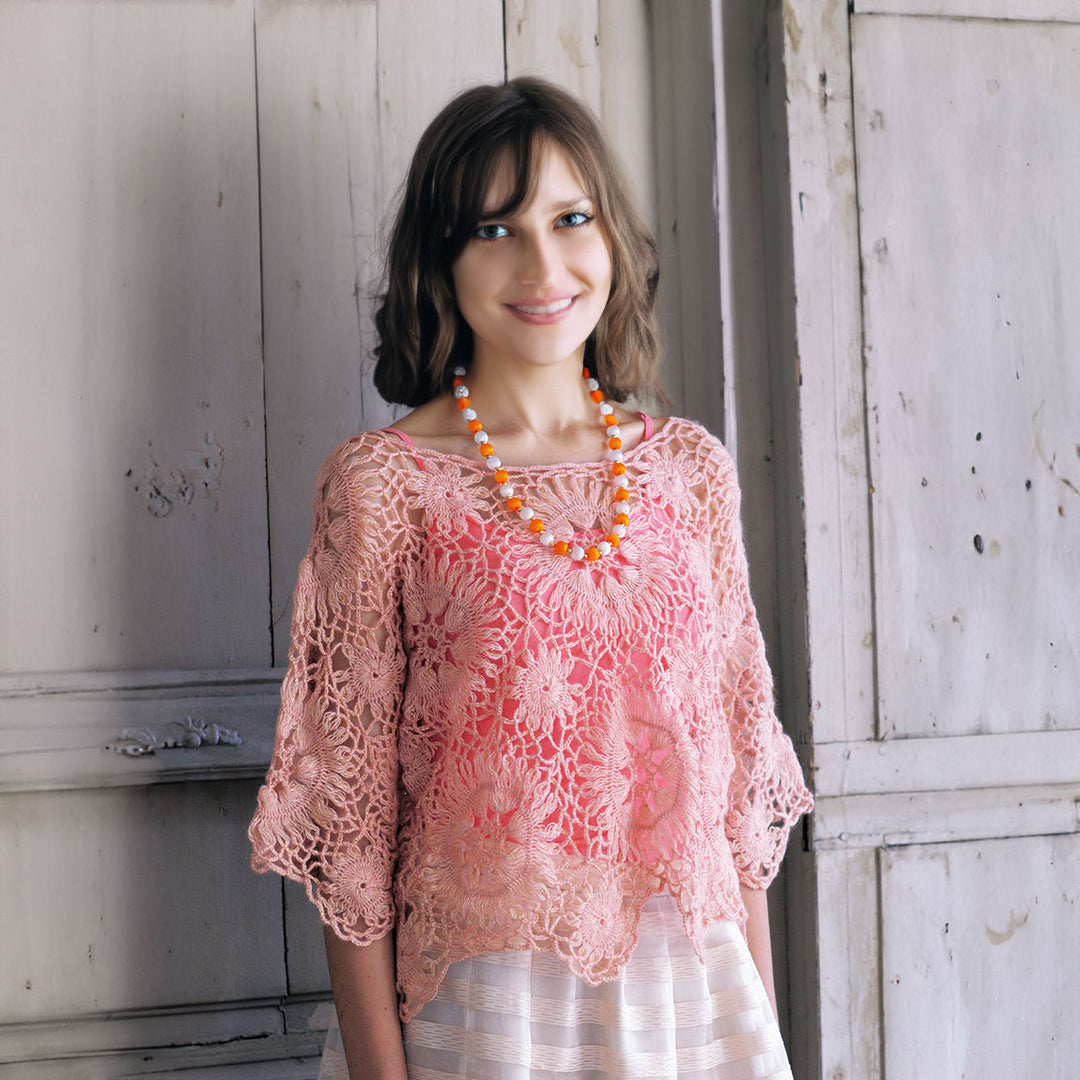 pink hairpin lace pullover