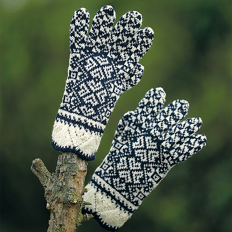 Five-finger gloves with openwork and knitting