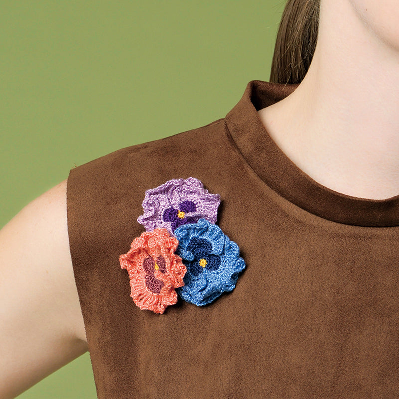 Wild thistle brooch and earrings/pansy brooch