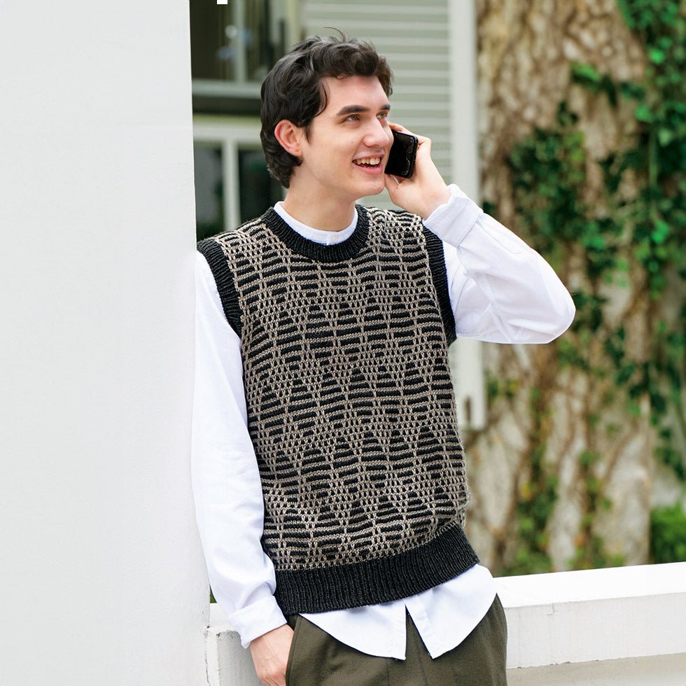 Diamond pattern men's vest – あみものレシピ