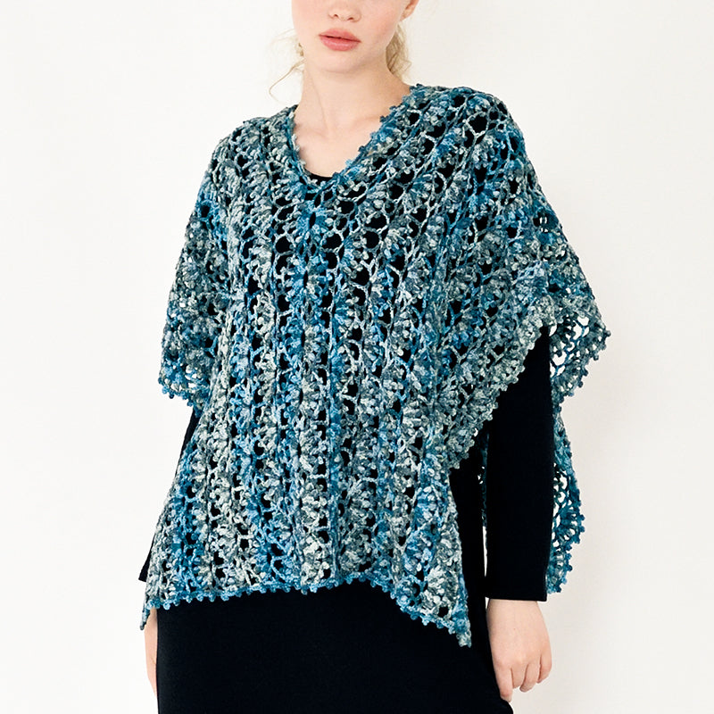 Blue tiered shawl