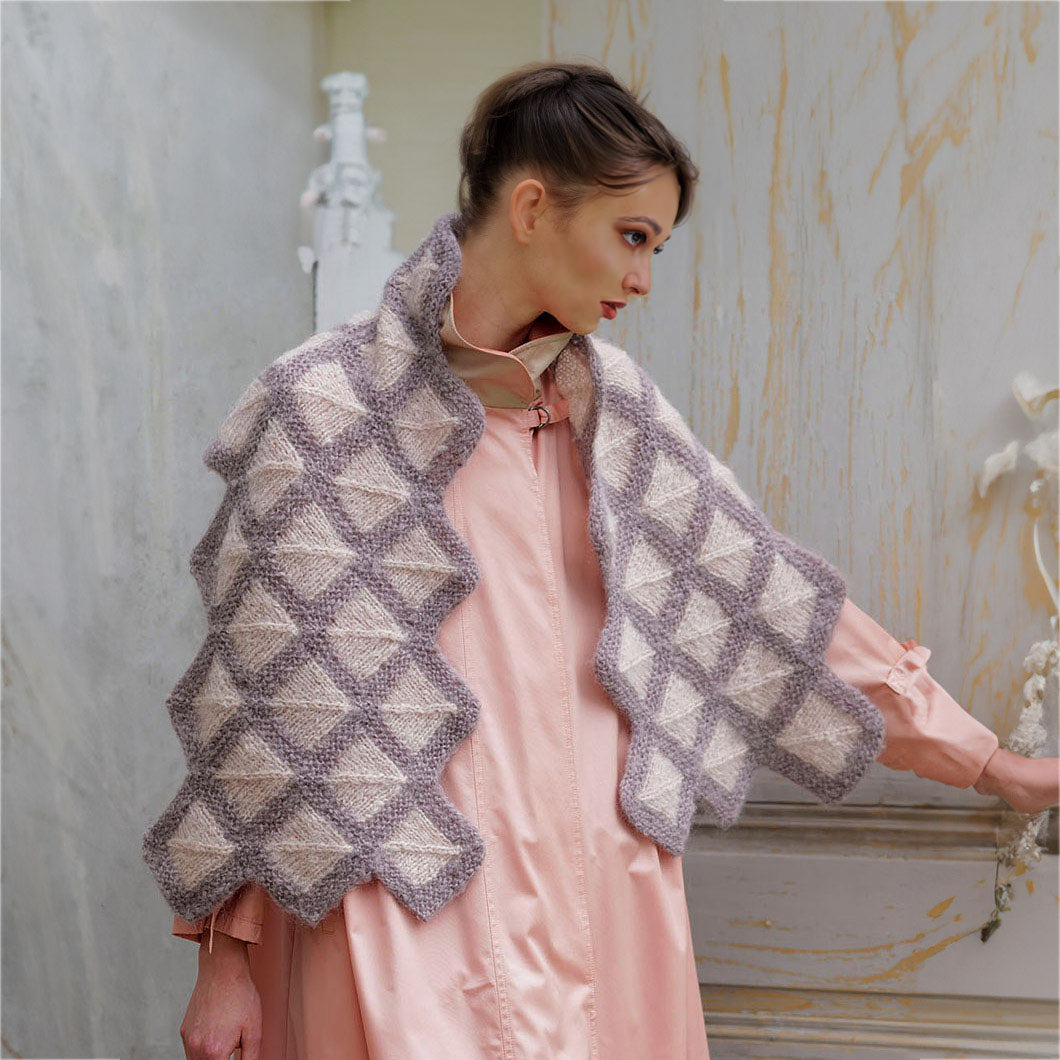 pink domino knit shawl