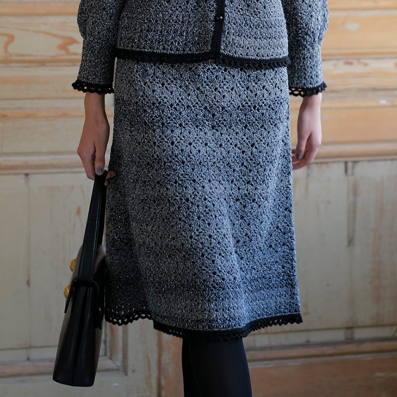 gray crochet skirt