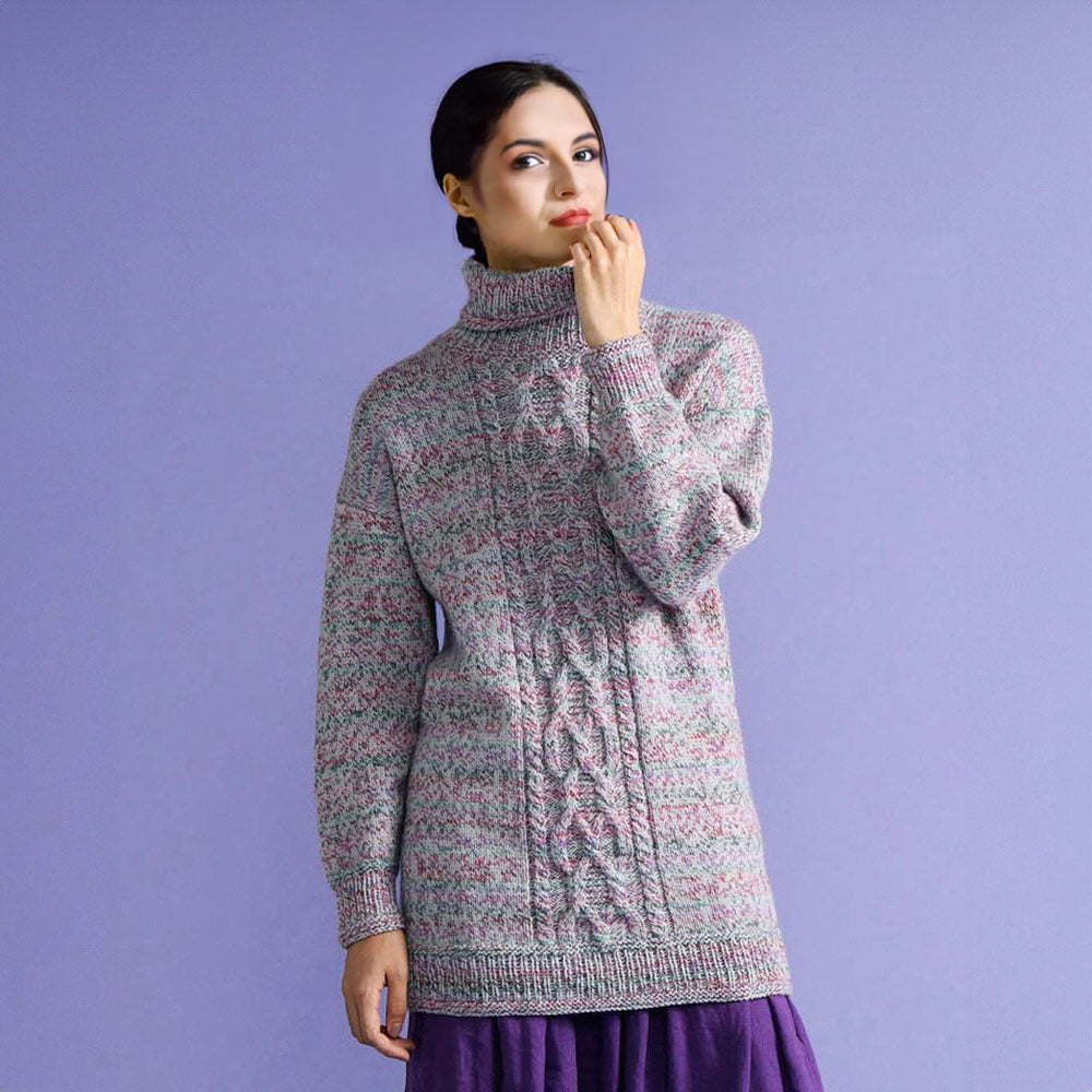 Cable pattern pullover purple