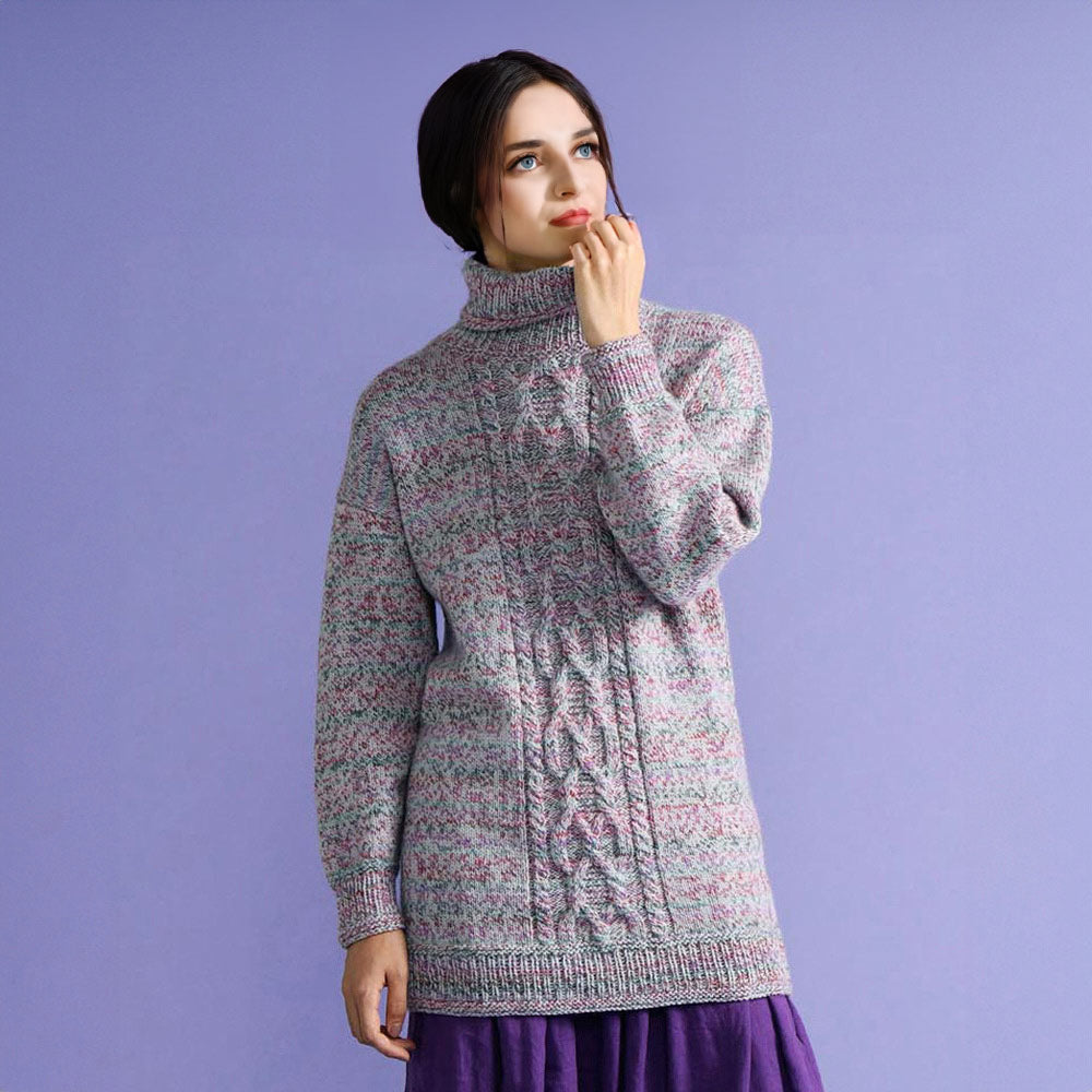 Cable pattern pullover purple