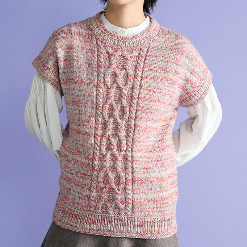 cable pattern short sleeve pullover