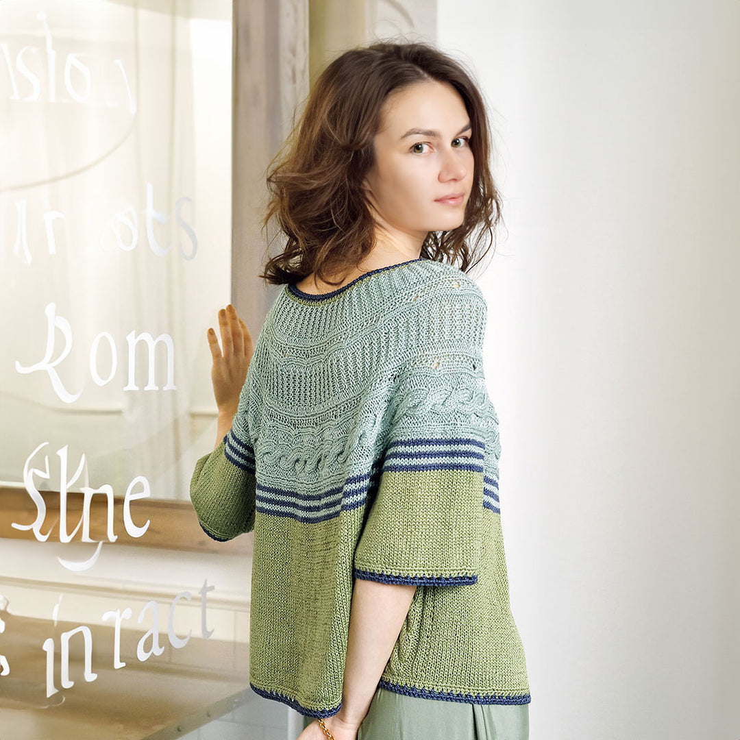 Yellow-green round yoke cardigan