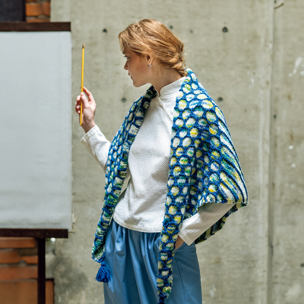 blue triangular shawl