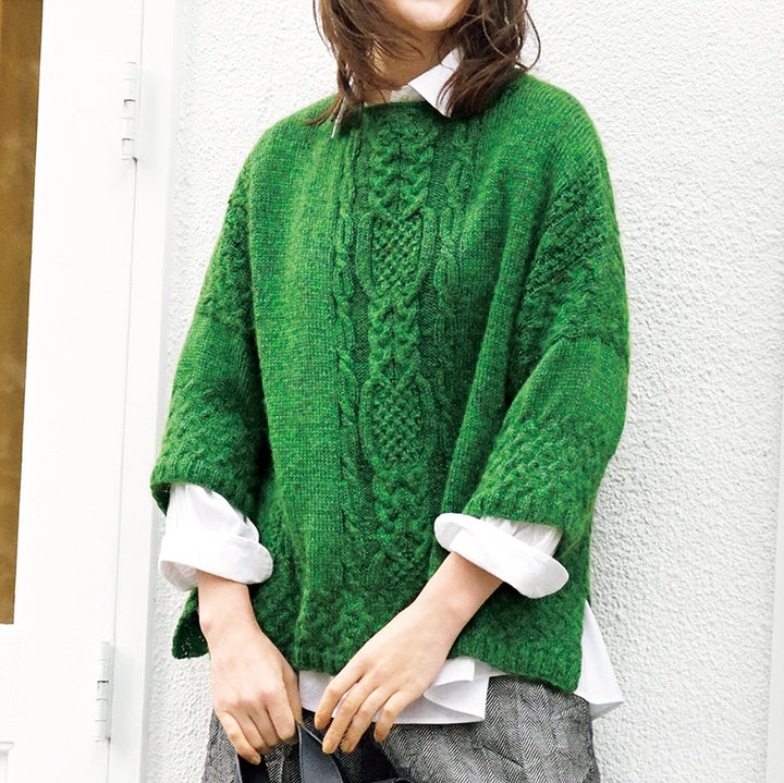 green aran pullover