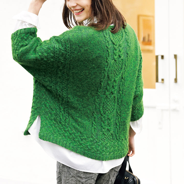 green aran pullover