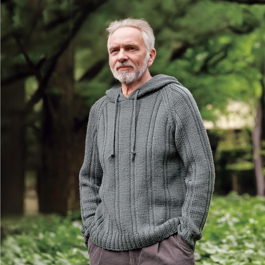 gray hooded men's pullover