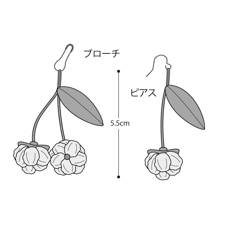 サトザクラのピアスとブローチ