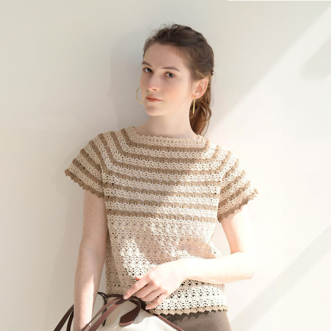 brown and beige pullover