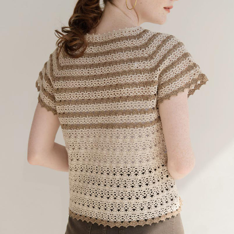 brown and beige pullover