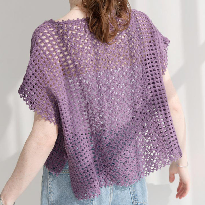 purple openwork pullover