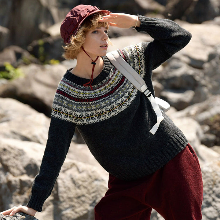 Fair Isle pattern round yoke pullover