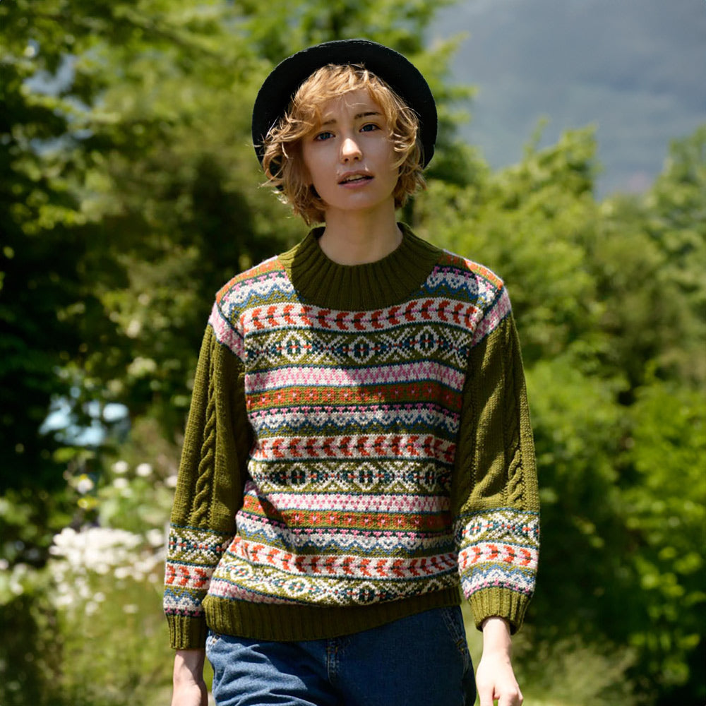 fair isle high neck pullover