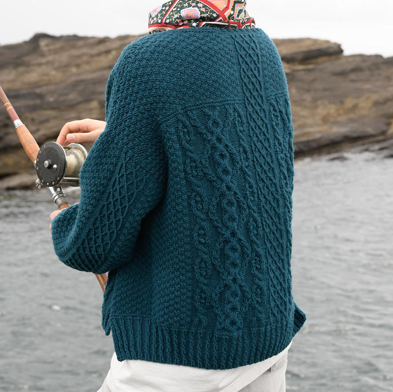 blue-green pullover