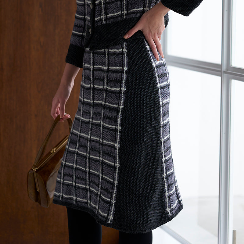 monotone check skirt