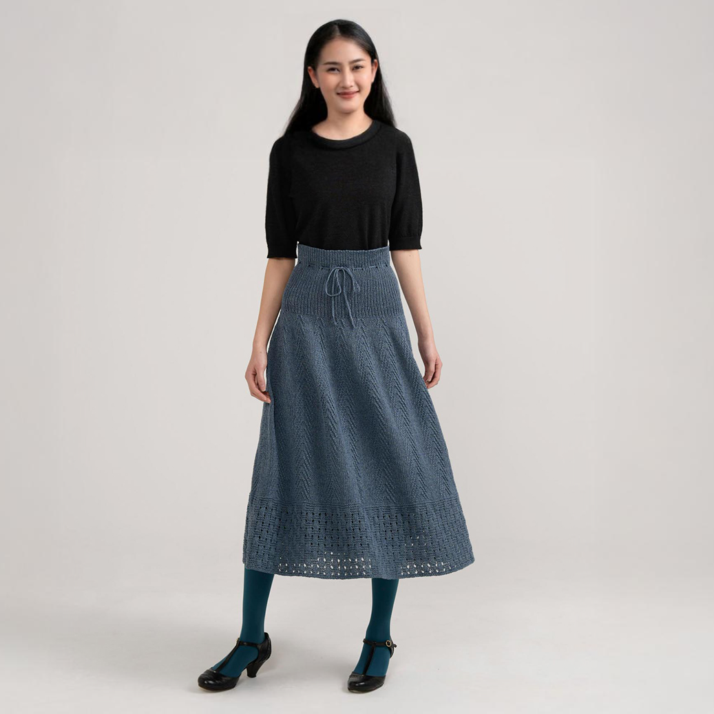 Herringbone and checkered flare skirt [S/M]