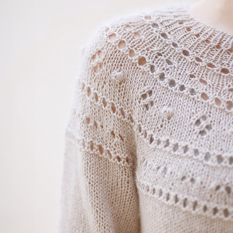 Top-down round yoke pullover