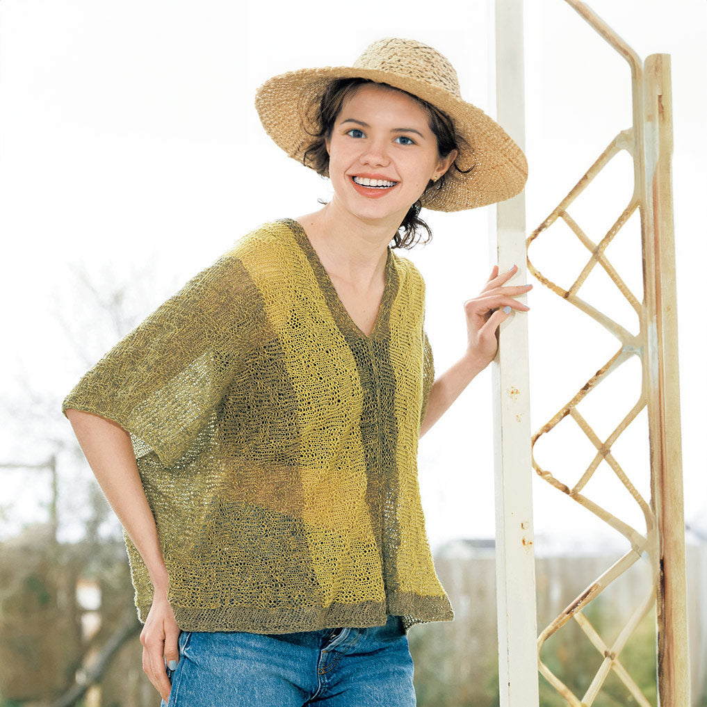 See-through pullover with horizontal knitting