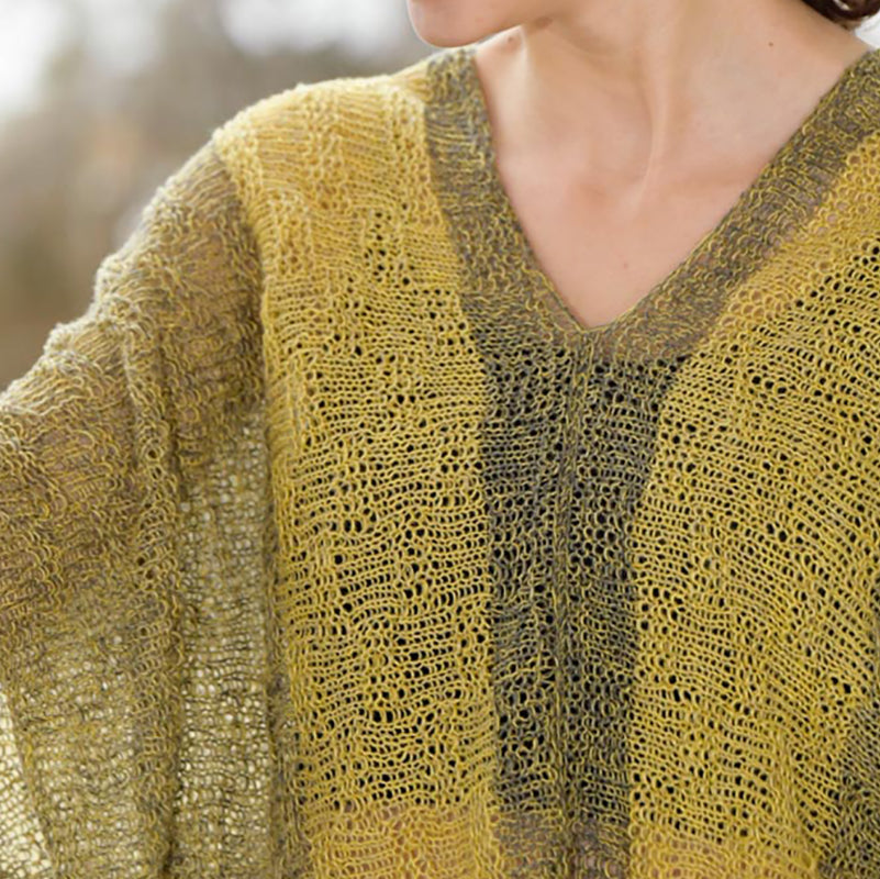 See-through pullover with horizontal knitting