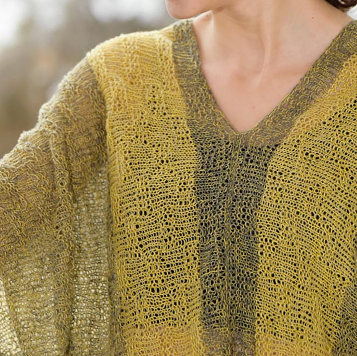 See-through pullover with horizontal knitting