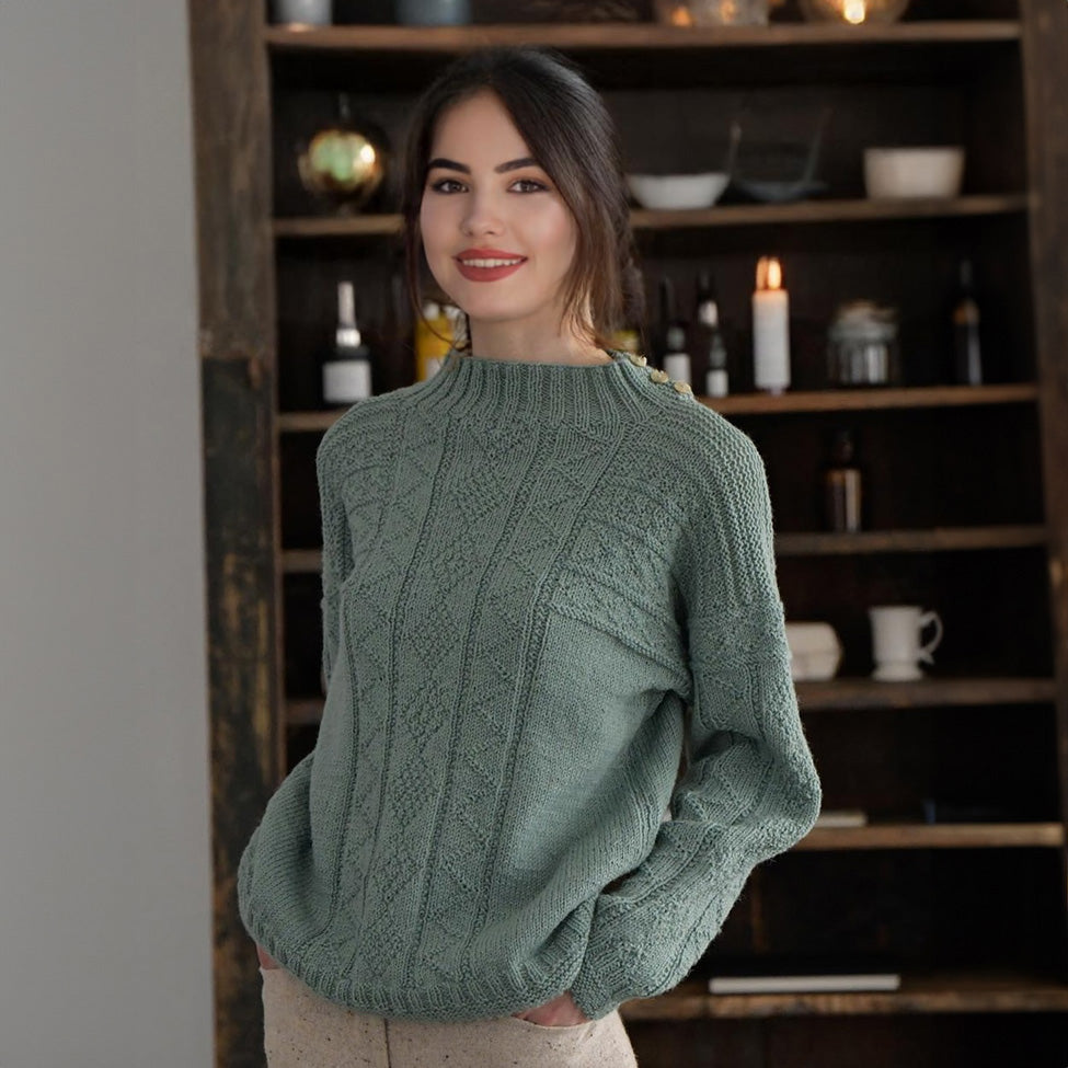 Guernsey yarn high neck pullover