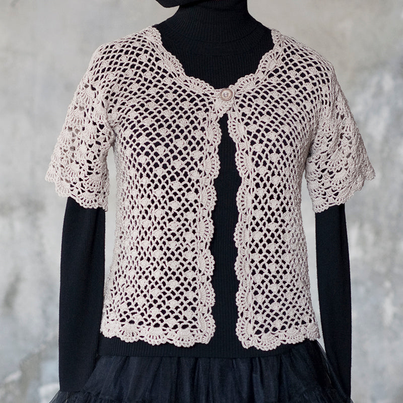 Unbleached net knit bolero