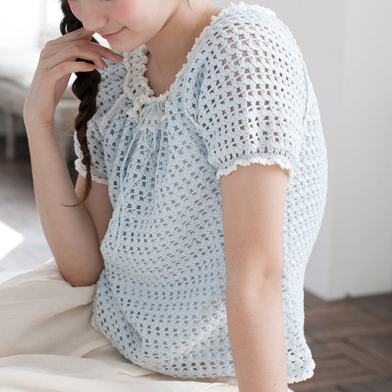 light blue short sleeve pullover