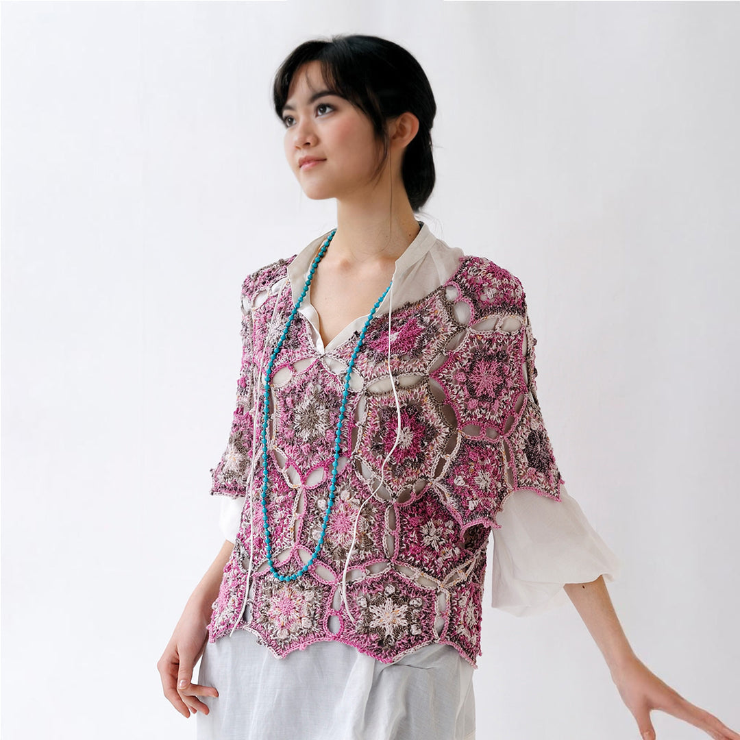 Kunst knit motif poncho vest